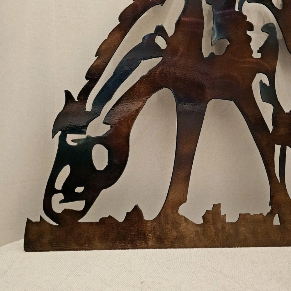 Horse With Colt - Metal Wall Art - Steel 24" wide x 18" tall Handmade - Picture 3 of 6